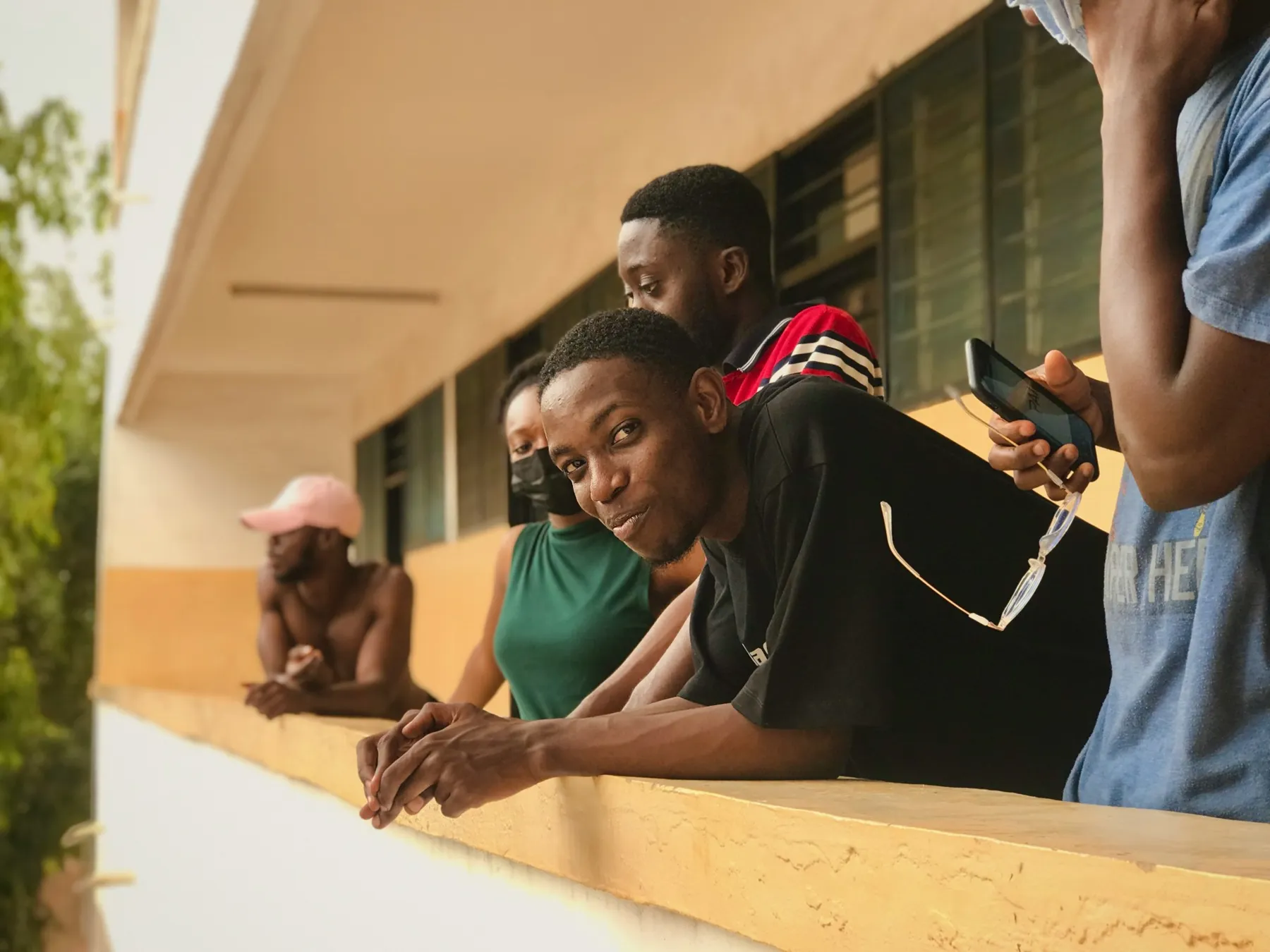 Students relaxing together on campus